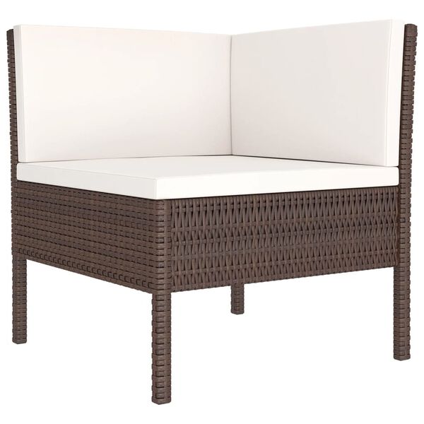 vidaXL 6 Piece Garden Lounge Set with Cushions Poly Rattan Brown