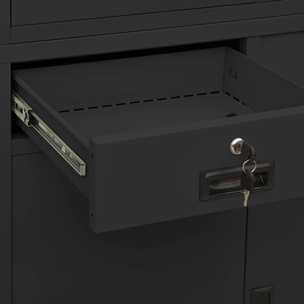 vidaXL Office Cabinet Anthracite 90x40x180 cm Steel and Tempered Glass