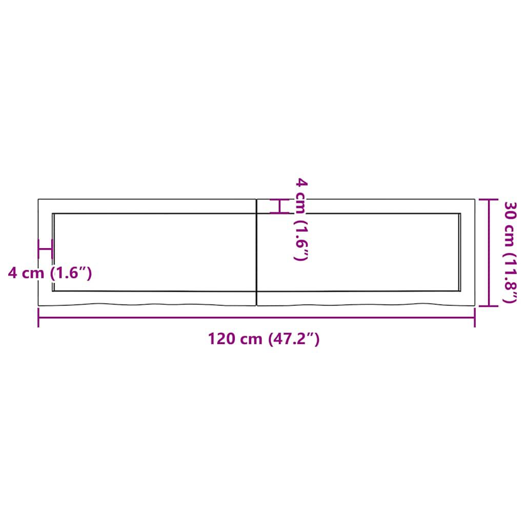 vidaXL Wall Shelf Light Brown 120x30x(2-4) cm Treated Solid Wood Oak
