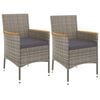 vidaXL 3 Piece Garden Bistro Set with Cushions Grey Poly Rattan
