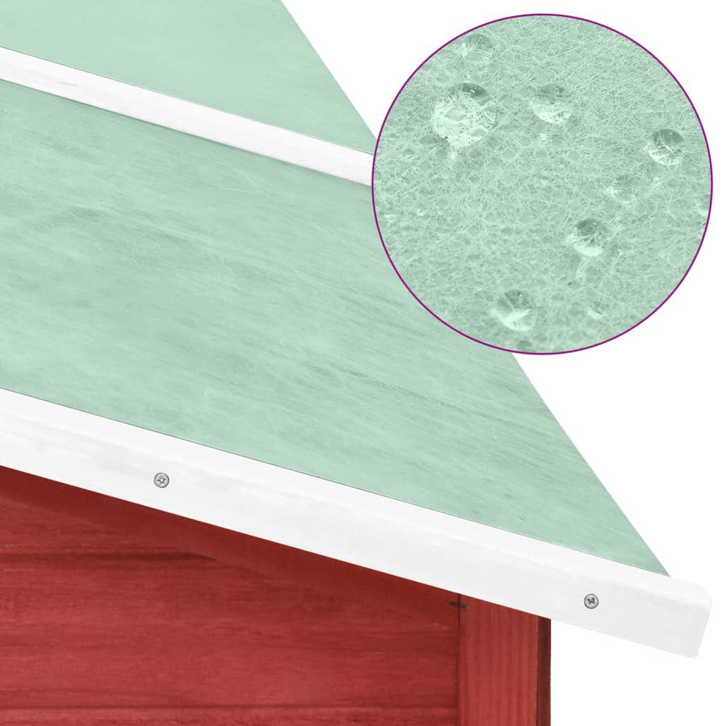 vidaXL Outdoor Rabbit Hutch with Run Red and White Solid Fir Wood