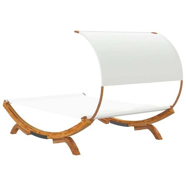 vidaXL Outdoor Lounge Bed with Canopy 165x203x126 cm Solid Bent Wood Cream