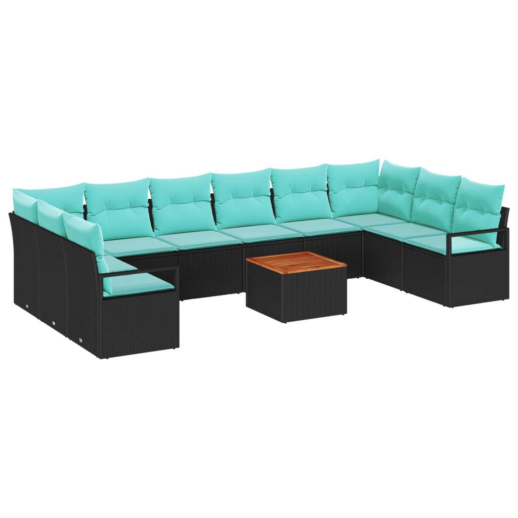vidaXL Garden Sofa Set 11 pcs Black and turquoise