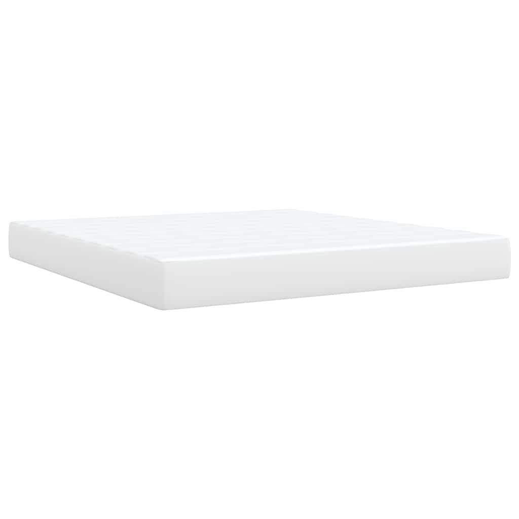 vidaXL Box Spring Bed with Mattress White King Faux Leather