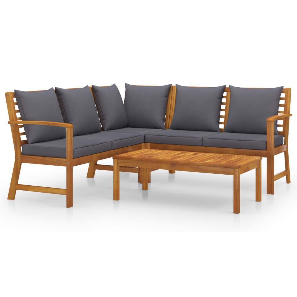 vidaXL 4 Piece Garden Lounge Set with Cushion Solid Acacia Wood