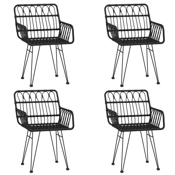 vidaXL 5 Piece Garden Dining Set Black Poly Rattan