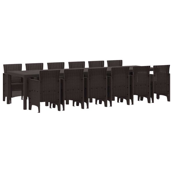 vidaXL Garden Dining Set 13 pcs Brown Polt rattan