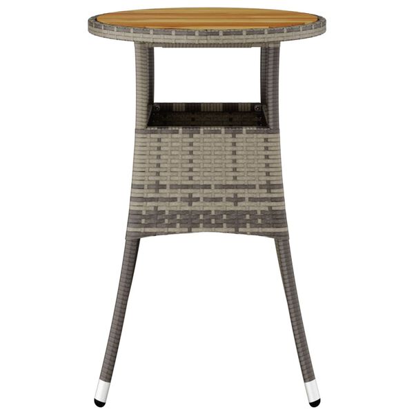 vidaXL Garden Table Ø60x75 cm Acacia Wood and Poly Rattan Grey