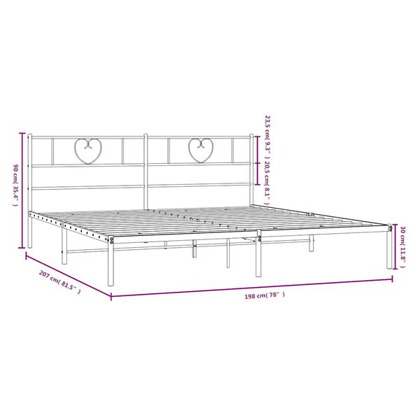 vidaXL Metal Bed Frame without Mattress with Headboard Black 193x203cm