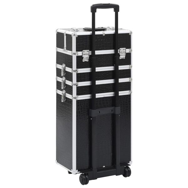 vidaXL Make-up Trolley Aluminium Black with Crocodile Pattern