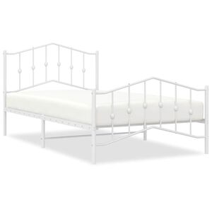 vidaXL Metal Bed Frame without Mattress with Footboard White 100x200cm