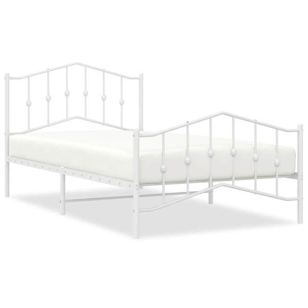 vidaXL Metal Bed Frame without Mattress with Footboard White 100x200cm