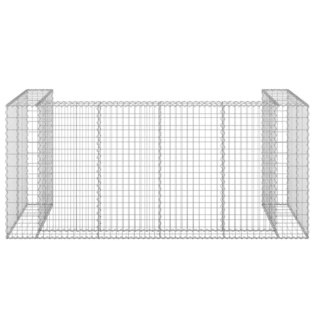 vidaXL Gabion Wall for Garbage Bins Galvanised Steel 254x100x110 cm