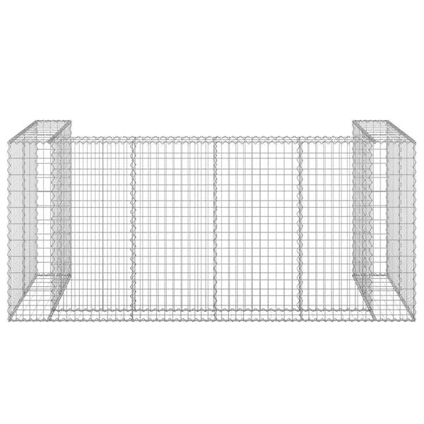 vidaXL Gabion Wall for Garbage Bins Galvanised Steel 254x100x110 cm