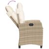 vidaXL Reclining Garden Chair with Cushions Beige Poly Rattan