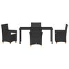 vidaXL Garden Dining Set 5 pcs Black Poly Rattan
