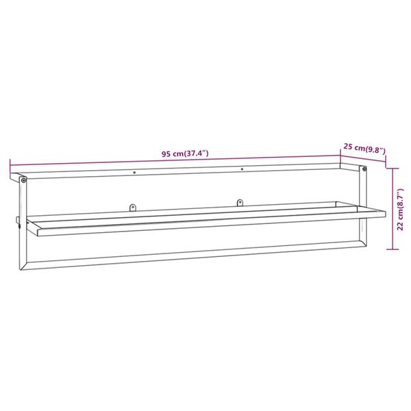 vidaXL Towel Rack White 95x25x22 cm Iron