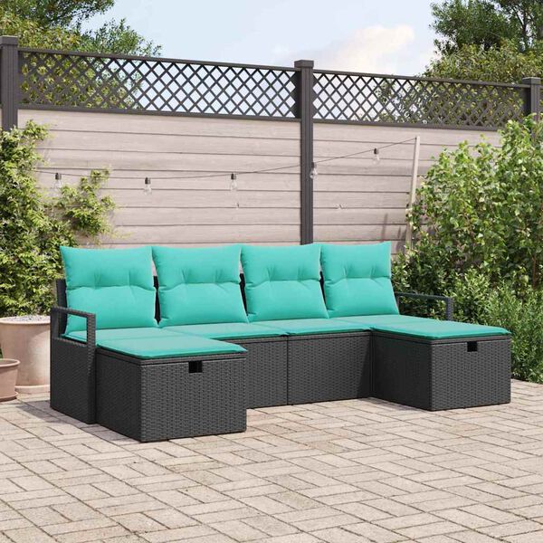 vidaXL Sofa Set with Cushion 5 pcs Poly Rattan