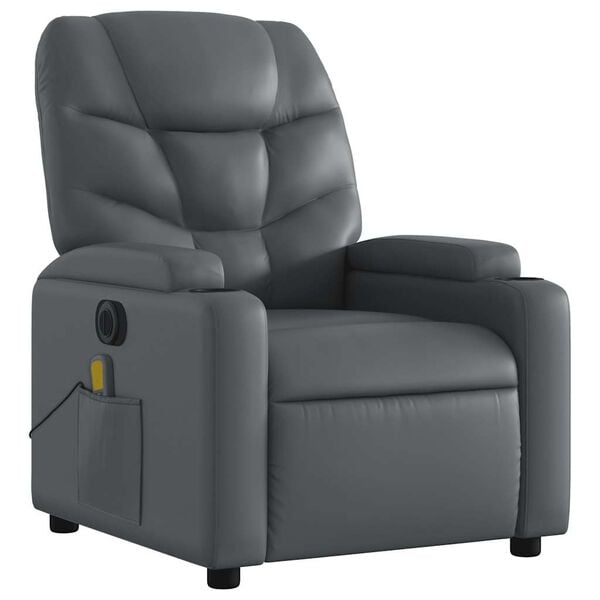vidaXL Electric Massage Recliner Chair Grey Faux Leather
