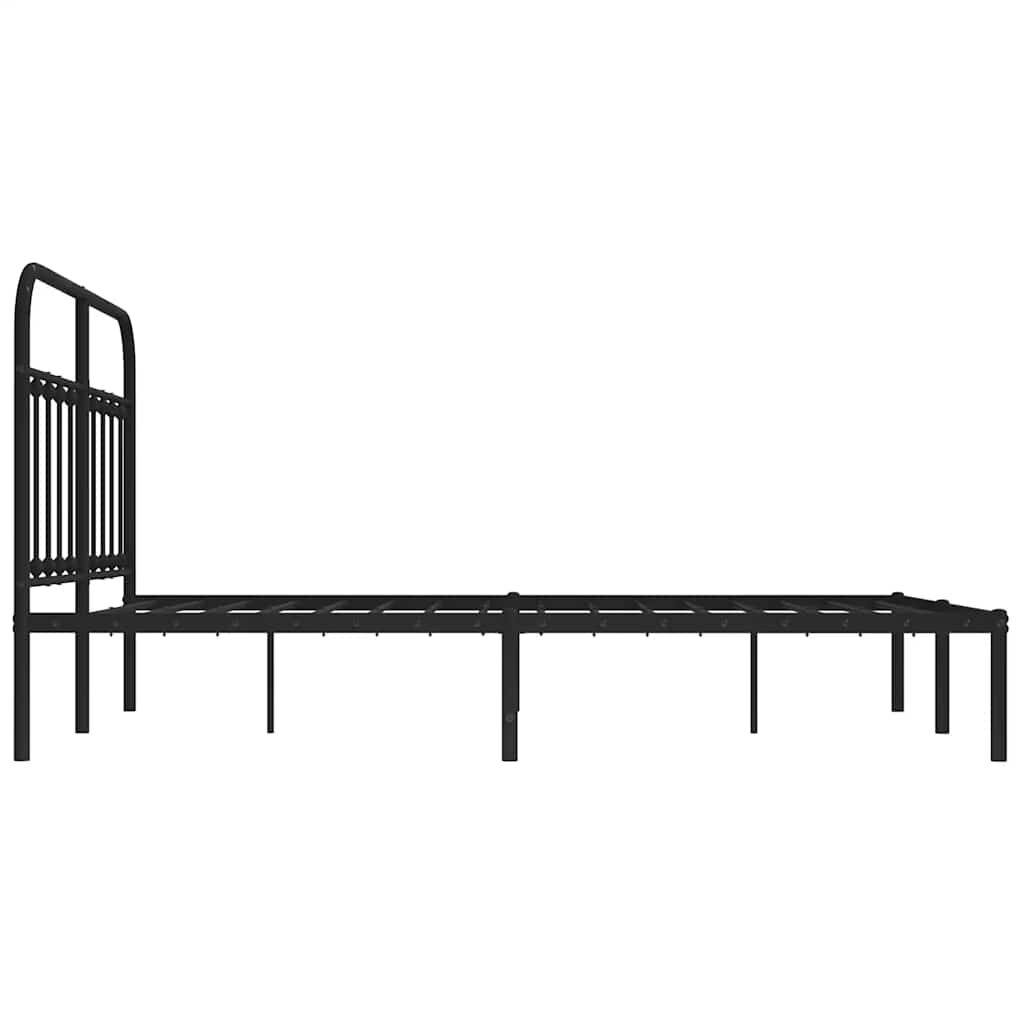 vidaXL Metal Bed Frame without Mattress with Headboard Black 135x190cm