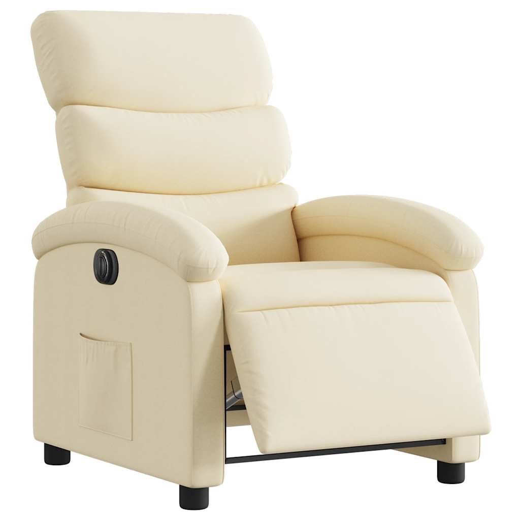 vidaXL Electric Recliner Chair Cream Fabric