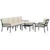 vidaXL 7 Piece Garden Lounge Set with Sand Cushions Steel