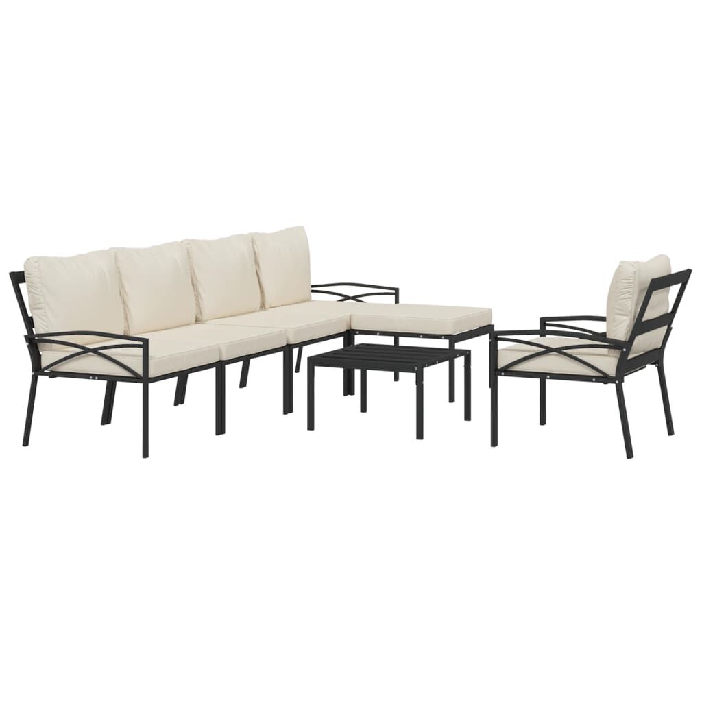 vidaXL 7 Piece Garden Lounge Set with Sand Cushions Steel