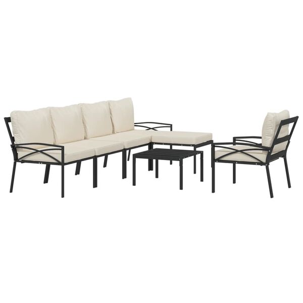 vidaXL 7 Piece Garden Lounge Set with Sand Cushions Steel