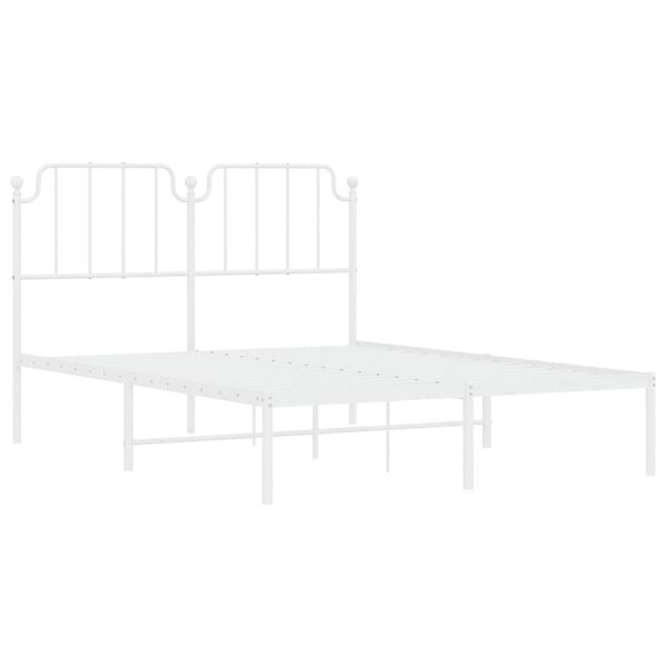 vidaXL Metal Bed Frame without Mattress with Headboard White 150x200cm