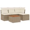 vidaXL 5 Piece Garden Sofa Set with Cushions Beige Poly Rattan