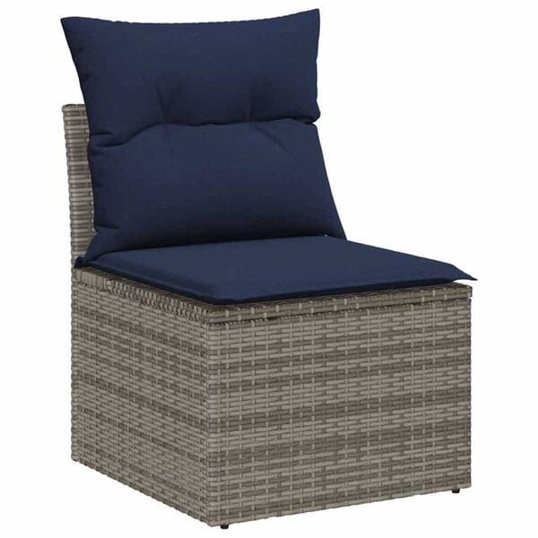 vidaXL Garden Sofa Set 8 pcs Grey and navy blue 100 x 55 x 73 cm
