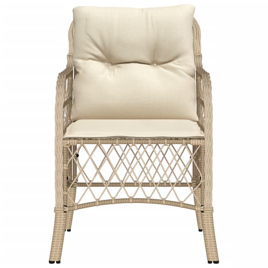 vidaXL Garden Chairs with Cushions 2 pcs Beige Poly Rattan