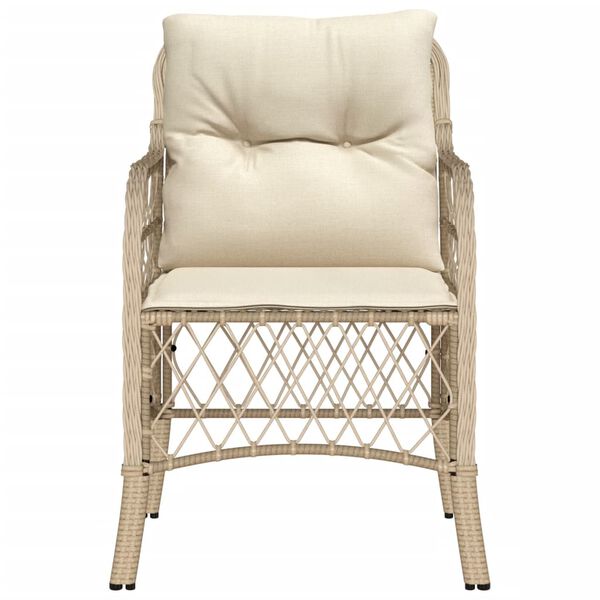 vidaXL Garden Chairs with Cushions 2 pcs Beige Poly Rattan