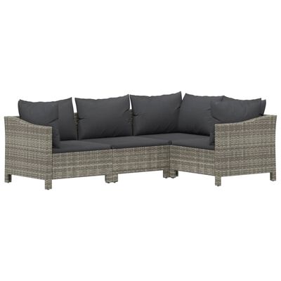 vidaXL 7 Piece Garden Lounge Set with Cushions Grey Poly Rattan