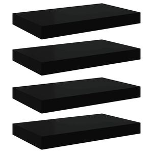 vidaXL Floating Wall Shelves 4 pcs Black 40x23x3.8 cm MDF
