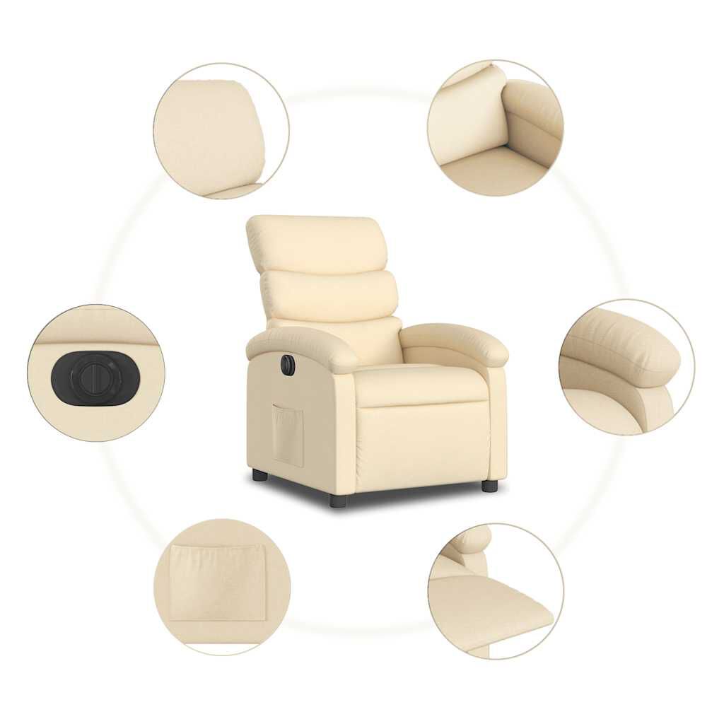 vidaXL Electric Recliner Chair Cream Fabric