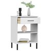 vidaXL Console Cabinet with Metal Legs White Solid Wood Pine OSLO