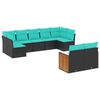 vidaXL 9 Piece Garden Sofa Set with Cushions Black Poly Rattan