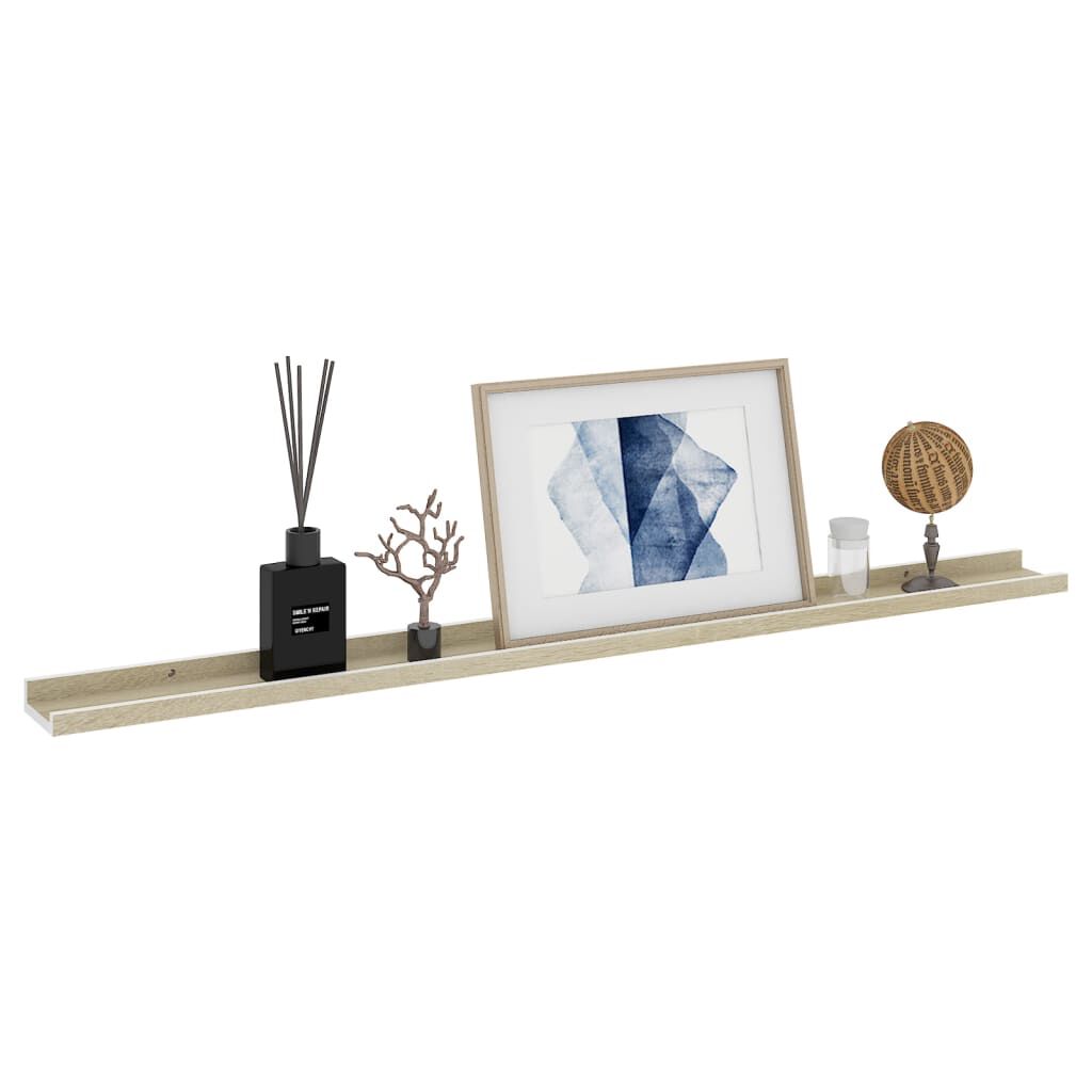 vidaXL Wall Shelves 2 pcs White and Sonoma Oak 115x9x3 cm