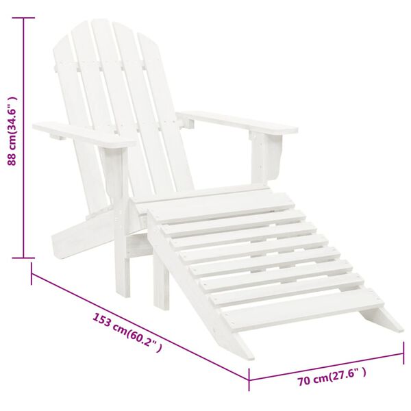 vidaXL Garden Chair with Ottoman Wood White
