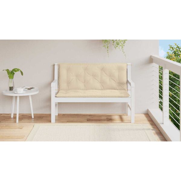 vidaXL Garden Bench Cushion Beige 120x(50+50)x7cm Oxford Fabric
