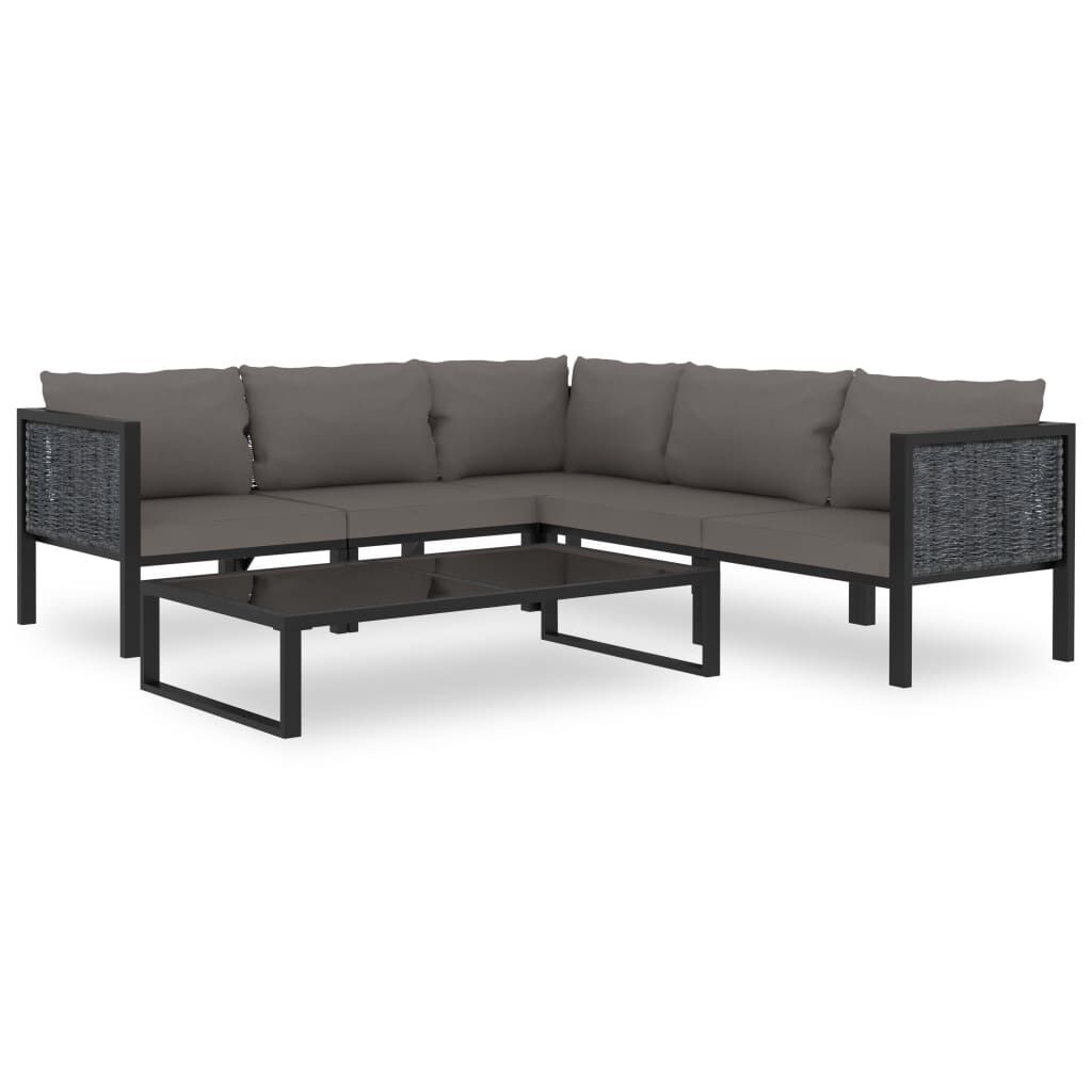 vidaXL Right Corner Sofa with Cushion Anthracite Poly Rattan