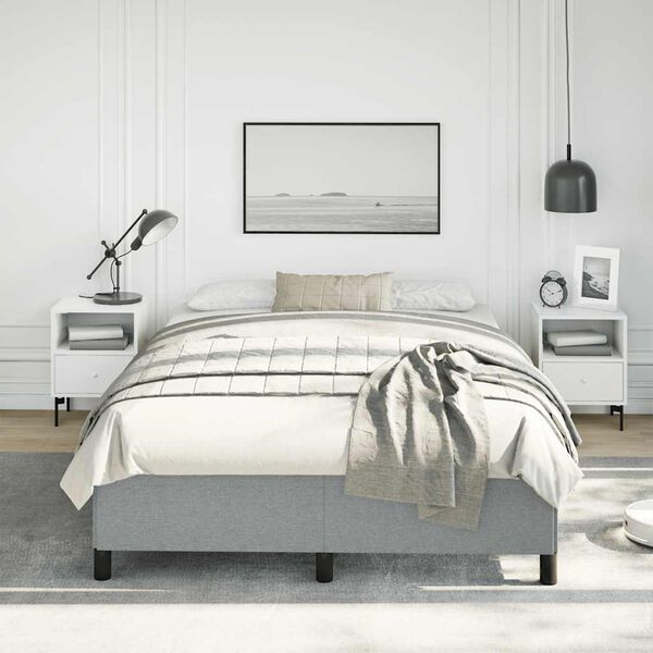 vidaXL Bed Frame without Mattress Light Grey 137x190 cm Full Fabric