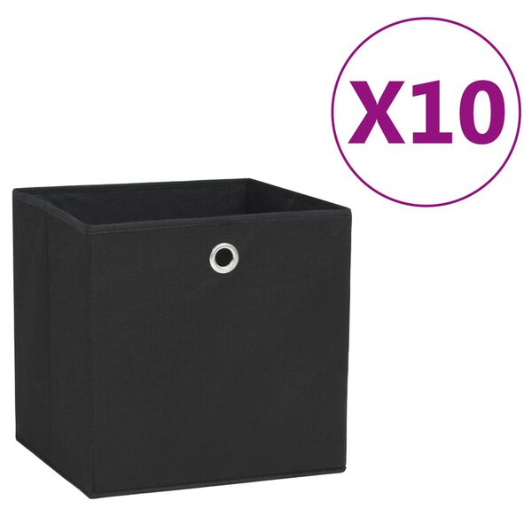 vidaXL Storage Boxes 10 pcs Non-woven Fabric 28x28x28 cm Black