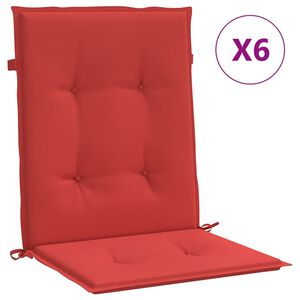 vidaXL Garden Lowback Chair Cushions 6 pcs Red 100x50x3 cm Oxford Fabric