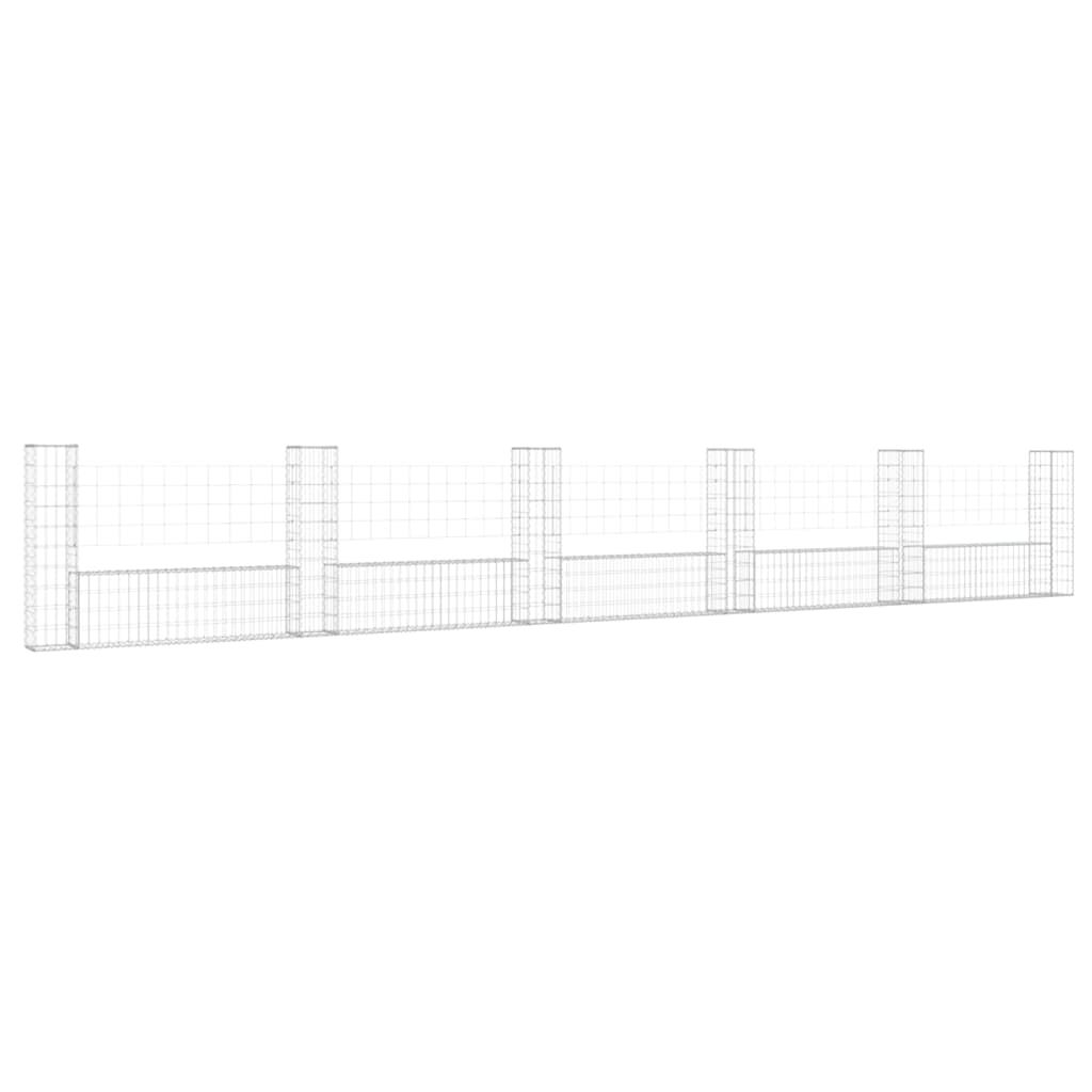 vidaXL U-shape Gabion Basket with 6 Posts Iron 620x20x100 cm