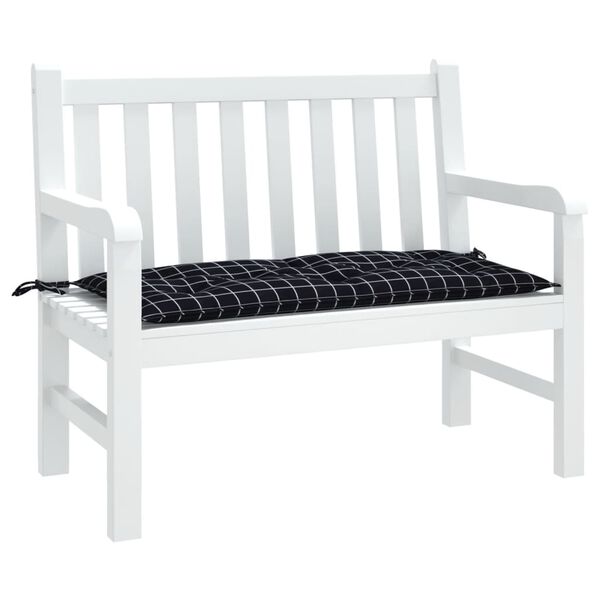 vidaXL Garden Bench Cushion Black Check Pattern 100x50x7cm Oxford Fabric