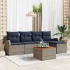 vidaXL Garden Sofa Set with Cushion 6 pcs Grey Poly Rattan