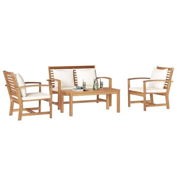 Garden Sofa Set 4 pcs Natural Solid teak wood