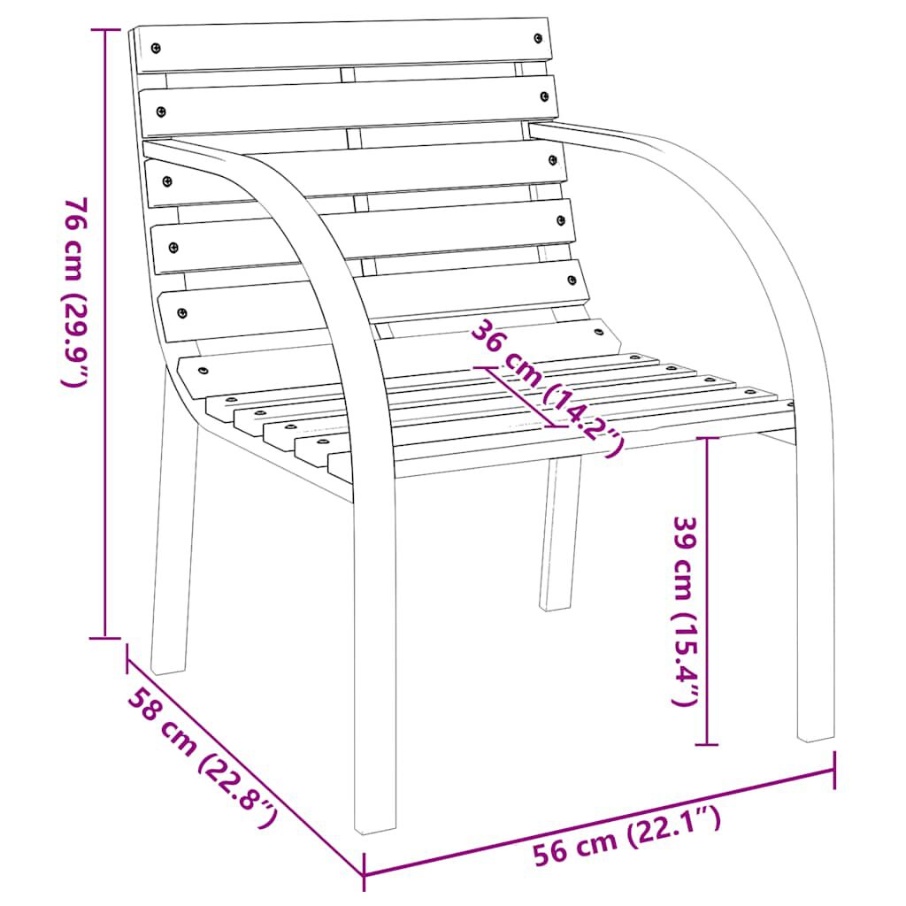 vidaXL Garden Chairs 2 pcs Grey Wood